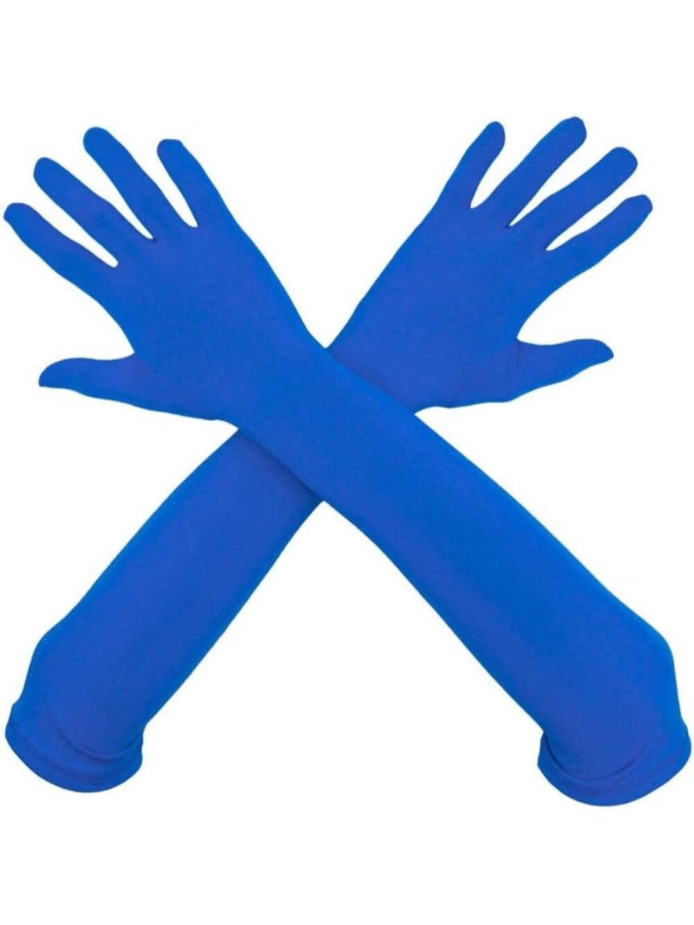 Women's Blue 18" Elbow Length Stretchy Costume Bridesmaids Spandex Gloves